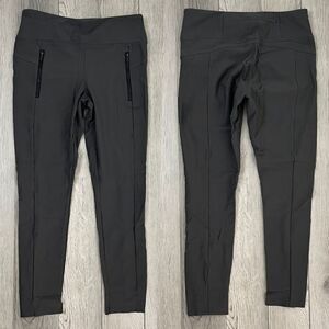 Athleta Women Size M Stellar Gray Zip Pocket Seam Skinny Leg Pull On Tight Pants